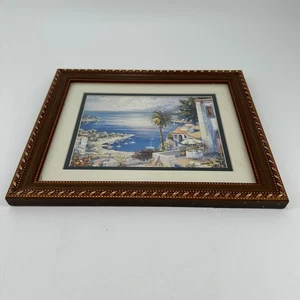 Mediterranean Coastal Village Framed Art Print Wall Decor 10x11.5 - Picture 1 of 6