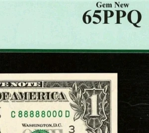 5 of Kind NEAR SOLID # 88888000 Consecutive Fancy Binary serial # PCGS 65 PPQ $1 - Picture 1 of 3