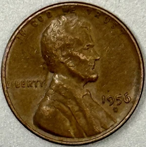 1956 D Mint Mark Circulated Brown Wheat Penny - Picture 1 of 4