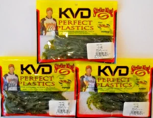 Lot of 3 STRIKE KING KVD PERFECT PLASTICS 4" GAME HAWG in WATERMELON RED FLAKE - Picture 1 of 2