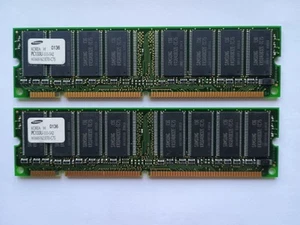 2 Pcs Samsung PC133U-333-542 128MB 133MHz CL3 168-Pin - Picture 1 of 3