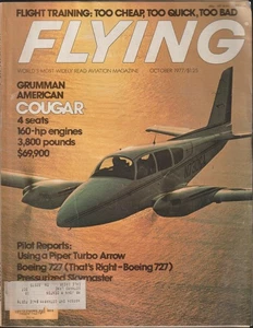 Flying Magazine Grumman American Cougar Piper Turbo Arrow October 1977 - Picture 1 of 5