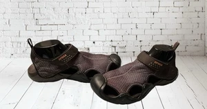 Crocs Swiftwater Mesh Deck Brown Black Boat Fishing Beach Hiking Sandals Size 11 - Picture 1 of 8