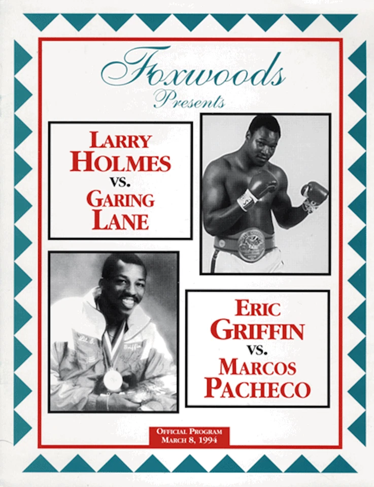 Original Vintage 1992 Larry Holmes vs Garing Lane Fight Boxing Program Scorebook - Image 1 of 1
