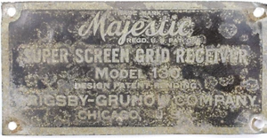 Majestic Radio Grigsby Grunow Emblem Brass Metal Salvage Radio Parts - Picture 1 of 3