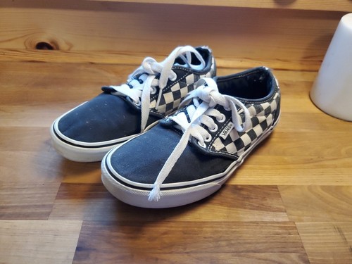 Scarpe da skate a scacchiera bianche e nere Vans taglia 7 donna stile laccioso usate