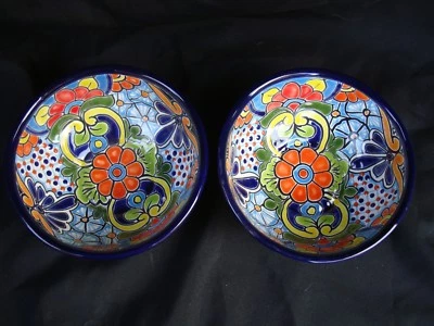 Juego de 2 cuencos de talavera sopa cereal salsa cocina cerámica mexicana arte popular 6,5" Foto 1 de 4