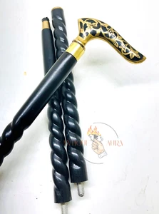 Bastone da passeggio in ottone stile vittoriano antico vintage bastone in legno regalo - Foto 1 di 7