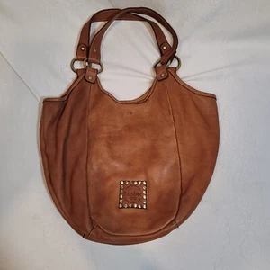 LUSHER Large Handbag Purse Soft Natural Color Italian Leather, Made in Italy - Picture 1 of 7