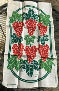 De Colección Stella Olsen Toalla de Té de Cocina Rojo Uvas Lino Algodón Nuevo Antiguo Stock Nuevo de Lote Antiguo - Imagen 1 de 5