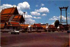 VINTAGE CONTINENTAL SIZE POSTCARD THE GIANT SWING AND WAT SUTHAT THAILAND 1970s