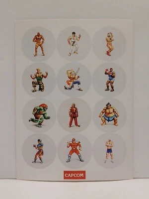 Capcom Street Fighter II Coin or POG Art STICKER SET 12 Characters 7×9.5 in NEW  - Image 1 of 3