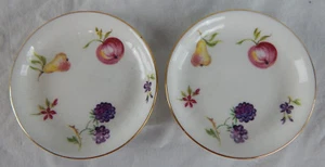 2 FLORIDA WHITE AYNSLEY BONE CHINA BUTTERPATS CUP PLATES FRUITS - Picture 1 of 3