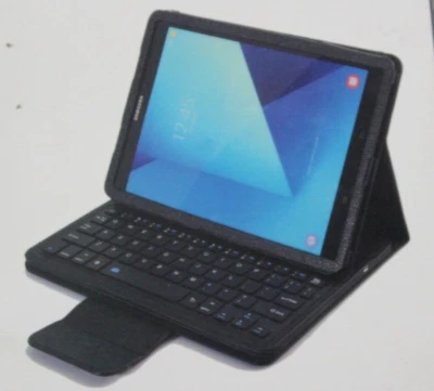 Bluetooth Wireless Leather Keyboard Case For Samsung Galaxy Tab3/4, Black - Image 1 of 3