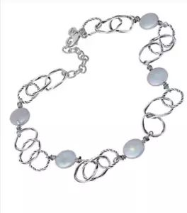 Collar de estación gris perla con moneda de plata esterlina cultivada nuevo o paz - Imagen 1 de 1