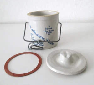 VTG Kaukauna Klub Crock & Lid "It Spreads Like Butter" 1933 WI Stoneware AZ37 - Picture 1 of 10