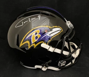 CASCO JUSTIN TUCKER SPEED BALTIMORE RAVENS TALLA COMPLETA AUTOGRAFIADO FS JSA CERTIFICADO DE AUTENTICIDAD - Imagen 1 de 2