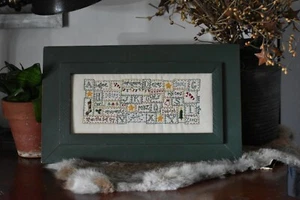 Gerahmte Holiday Needlepoint 2006 Stern Strumpf Weihnachten grün modern Dekor Wand - Bild 1 von 5