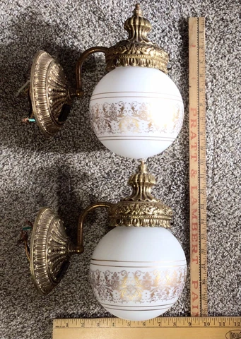 L L WMC 2 Sconces vanity lamp Lights brass Outlet Hollywood Regency VTG Cover