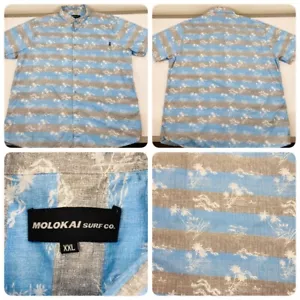 Camisa con botones Molokai Surf Co para hombre XXL SS hawaiana Aloha gris bebé azul T8 - Imagen 1 de 8