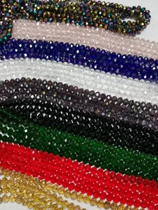 70 Faceted Rondelle Crystal Glass Beads 6x8mm Loose beads Jewellery making arts - Picture 1 of 22