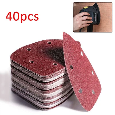40pcs 60-240 Abrasive Sanding Sheets For Bosch PSM 100A Detail Palm Sander Mixed