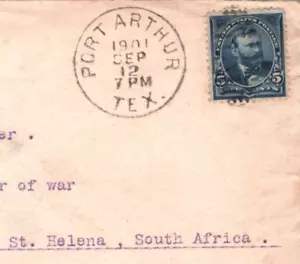 USA TEXAS Cover *ST.HELENA* Mail BOER WAR Prisoner POW CAMP 1901 Pt Arthur MA633 - Picture 1 of 12