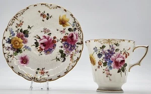 Royal Crown Derby Posies Tea Cup & Saucer Burford Shape VTG 50s Made In England - Picture 1 of 24