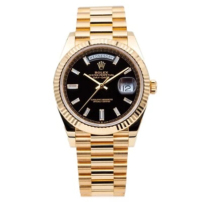 Rolex Day-Date President 40 228238 oro amarillo esfera baguette negra Foto 1 de 4
