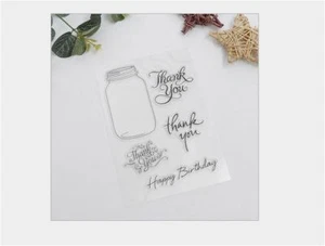 5X Acrylic Jar Thank You Birthday DIY Unmounted Stamp Plate - Craft Scrapbooking - Picture 1 of 2