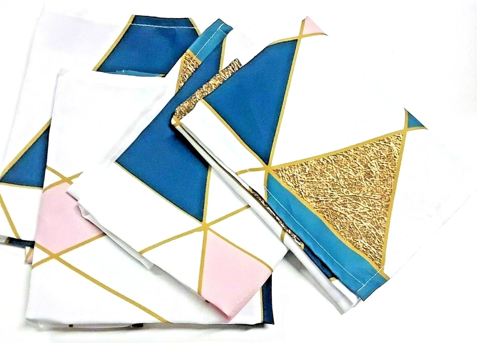 Table Cloth Napkins. 100% polyester. 17" x 17" Gold triangle pattern. Set of 8 - Image 1 of 3