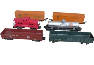 Vintage S Gauge Train Lot of 6 Gulf Tanker, 806 Caboose, Illinois Central - Picture 1 of 11