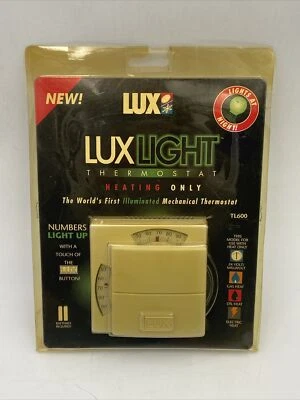 Lux Light TL600 Analog Heating Thermostat Lights at Night NOS - Image 1 of 4