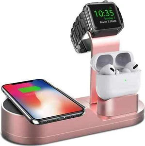 Wireless Charger Charging Station 3 In 1 For Apple Watch Air Pods iPhone 13 12 - Picture 1 of 8