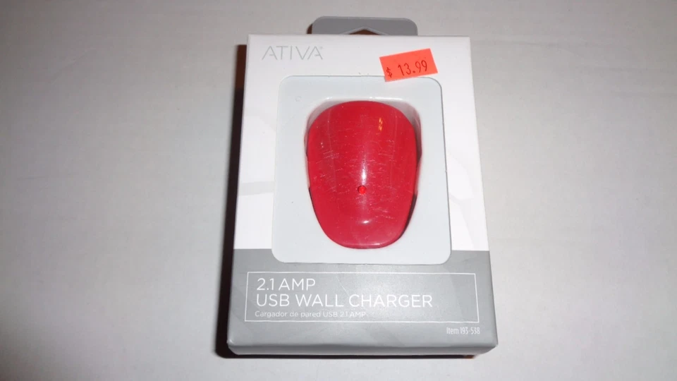 Запечатанное в розничной коробке настенное зарядное устройство Ativa 2,1 А USB/телефон выберите свой яркий цвет - Изображение 1 из 1