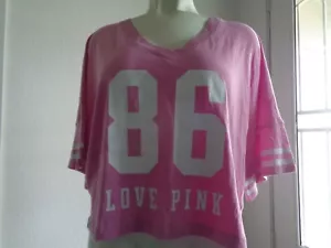 Victoria's secret Pink T Shirt Short Sleeve 86 Love Pink V Neck Light Pink XL - Picture 1 of 3