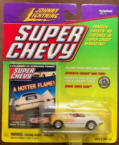 1999 Johnny Lightning Super Chevy 1954 Corvette 1:64 White w/flames, Cragar mags - Bild 1 von 3