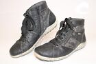 Remonte Womens 38 7 Denham Black/Gray Embossed Leather Booties Ankle Boots