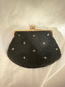 Exquisite Beaded Evening Purse Made In France Black - Picture 1 of 5