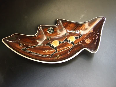 THE LITTLE SYDNEY POTTERY AUSTRALIA HAND PAINTED ABORIGINAL DISH COLLECTABLES - Image 1 of 4