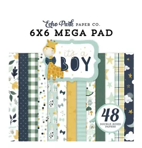 Echo Park Paper IT'S A BOY Baby Cardmaker's 6x6 MEGA Cardstock Paper Pad - Picture 1 of 2