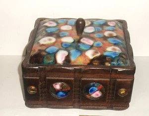 ESMALTES J.AMOROS HUGE COPPER ENAMEL WOODEN BOX HAND MADE IN SPAIN - Picture 1 of 8