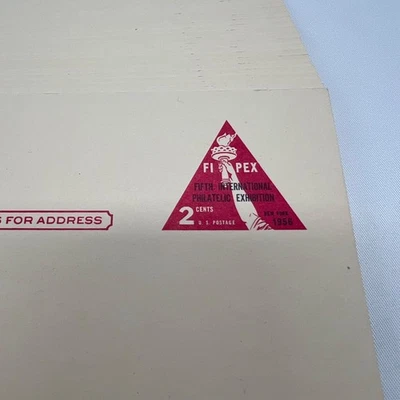 Lot of 25 US 2 Cent Postal Cards Postcards Unused FIPEX New York 1956 Red Torch - Image 1 of 3