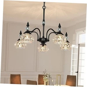 5-Light Vintage Black Crystal Chandeliers for Dining Room, 21.7"/5-Light - Picture 1 of 8