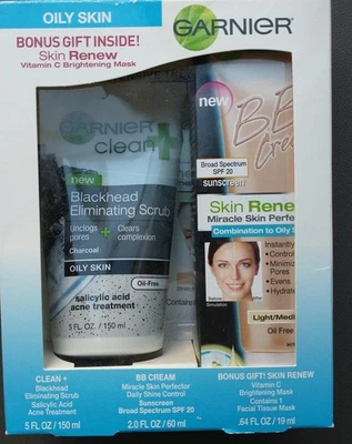 GARNIER BB Cream Skin Renew Miracle Perfector Light Medium + Blackhead Scrub Set - Image 1 of 3