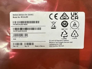 NEW NVIDIA Mellanox MCA4J80-N005 800G OSFP InfiniBand NDR ACC 5m Active Cable - Afbeelding 1 van 1
