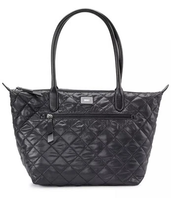 DKNY Black Quilted Lyla Large Shopper Tote Bag $148 NWT New - Image 1 of 4