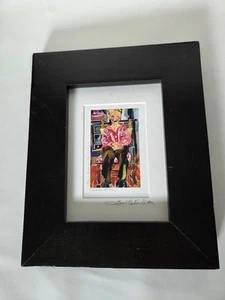 Artist's Mother Framed Miniature Watercolor Signed 2009 Bold Folk Portrait Art - Picture 1 of 7