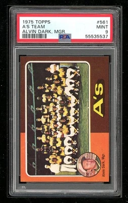 1975 Topps #561 Oakland A's/Alvin Dark TC, MGR, CL PSA 9 Foto 1 de 2