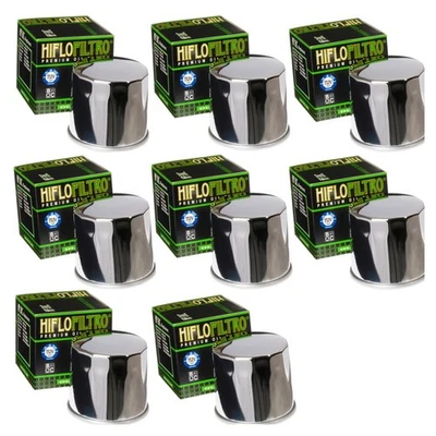 HF138C Oil Filter - Chrome - 8 Pack For 86-17 Aprilia Suzuki Kymco Arctic Cat - Image 1 of 3